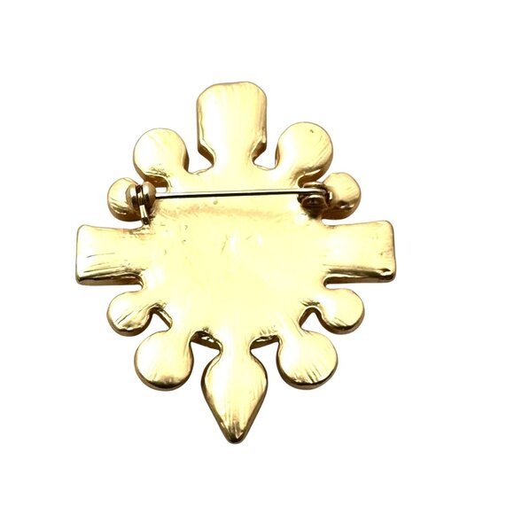 Jewel Tone Multicolor Rhinestone Gold Tone Statement Brooch Pin New - Picture 2 of 6